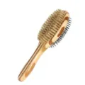 Colorful bamboo double sided pet grooming brush, dog hair comb with bristle and pin sides. - Double-Sided Rainbow Bamboo Brushes with Green Cushion and Black Pins