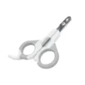 Ergonomic pet nail clipper with stainless steel blade and white grey handle for cats dogs. - Mini Scissors