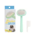 Juego de cepillo para mascotas con peine y caja para el cuidado diario del pelo de animales. - Cepillo Carda + Pequeño Peine / Verde claro