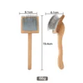 Wooden pet slicker brush for dogs and cats, ergonomic handle with stainless steel pins. - Small Grooming Comb