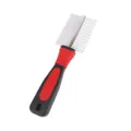 Peigne de Toilettage pour Animal Rouge Noir Variante Broches Métal Poignée Ergonomique - Peigne double face