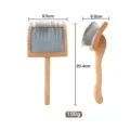 Wooden pet slicker comb with metal pins and ergonomic handle, size specification view. - Large Grooming Comb