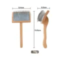 Wooden pet slicker brush for dogs and cats with fine metal pins and ergonomic handle 78g - Medium Grooming Comb