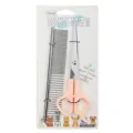 Pet grooming scissors set with stainless steel comb and straight shears for dogs and cats. - Pink