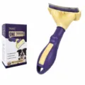 Pet deshedding tool for cats and dogs, professional grooming comb for fur removal. - Curved De-Shedding Knife (75mm Blade)
