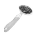 Professional pet grooming slicker brush with white and grey handle for dogs and cats - Slicker Brush with Coated Pins