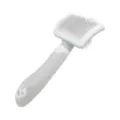 Grey pet slicker brush for dogs and cats, gentle grooming tool for shedding and detangling. - Small One-Click Deshedding Comb