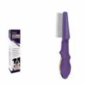 Pet grooming comb with 61 pins and purple yellow handle for cats and dogs shedding care. - Dual-Level Pins for De-shedding