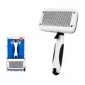 Self-cleaning pet slicker brush with cute penguin handle for dogs and cats grooming. - Square Head Shedding Brush
