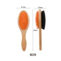 Double-sided pet grooming brush with wooden handle, rubber pins and bristles, 23cm length. - Double-Sided Steel Pin Brushes