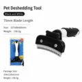 Black white pet grooming brush deshedding tool with 75mm blade for dogs and cats. - 7.5cm Stripping Knife