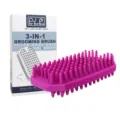 Spazzola per toelettatura per animali in silicone rosa 3 in 1 con scatola per bagno e massaggio. - Rosso rosa