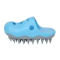 Blaue Silikon Haustier Bade Massagebürste in niedlicher Schuhform mit weichen Borsten und Griff. - Spitz zulaufende Schuhspitze / Blau