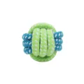 Blue and green cotton rope dog chew toy, durable braided knot ball for pet teeth cleaning. - Cotton Rope Ball
