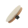 Wooden horse grooming brush with soft bristles and leather strap for equestrian care. - Wool Brush