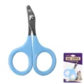 Professional stainless steel small pet nail clipper with ergonomic blue handle for daily care. - Blue
