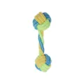 Colorful cotton dog chew rope toy with double knots and braided design for teeth cleaning. - Dumbbell