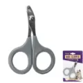 Stainless steel pet nail clipper with comfortable grey handle for small dogs and cats grooming. - Gray