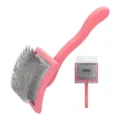 Pink pet slicker comb, professional dog grooming tool with stainless steel pins and ergonomic handle. - 902 / Large Size Red