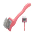 Pink pet slicker brush with ergonomic handle and fine metal pins for daily grooming and shedding. - 902 / Small Red