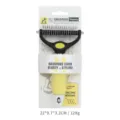 Pet grooming comb with double row metal teeth and ergonomic silicone handle for dogs and cats. - Model 909 / Yellow