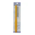 Yellow long handle pet flea comb with metal teeth and paper card packaging SKU view. - 902 / Yellow 78-Teeth Fine Needle Comb