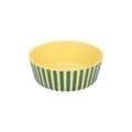 Green and yellow striped pet bowl, anti-slip dog and cat feeding bowl, cute pet food dish. - Small Striped Style / Yellow