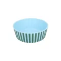 Green and blue striped pet bowl for dogs and cats, durable feeding dish for daily pet supplies. - Small Striped Style / Blue