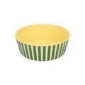 Cute yellow green striped pet bowl, anti-slip dog and cat feeding food dish container. - Medium Striped Style / Yellow