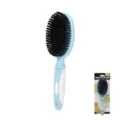 Pet grooming brush with double-sided bristles and anti-slip handle for dogs and cats daily care. - Single-Sided Bristle Brush / Blue