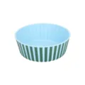 Blue green striped pet food bowl silicone dog cat feeding bowl durable daily use item - Medium Striped Style / Blue