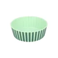 Green striped pet bowl, silicone dog cat feeding dish, anti-slip pet food container. - Medium Striped Style / Green