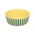 Durable striped pet food bowl for dogs and cats, stylish yellow and green design for daily feeding. - Large Striped Style / Yellow