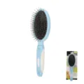Blue pet slicker brush for dogs and cats, ideal for gentle grooming and removing loose undercoat. - Single-sided Steel Pin Brush / Blue