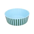 Blue green striped pet bowl variant, stylish cat and dog food feeding dish for use. - Large Striped Style / Blue