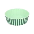 Green striped pet bowl dog cat feeding bowl cute pet food bowl for daily feeding use - Large Striped Style / Green
