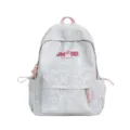 Gran mochila gris para estudiantes con detalles rosas y un diseño muy elegante. - Sin Colgante / Gris