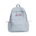 Mochila de estudiante de tela jaspeada azul claro con gran capacidad y bolsillo frontal. - Azul