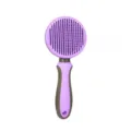 Purple self-cleaning pet slicker brush for dogs and cats with ergonomic handle and fine pins. - Fine Needle / Smoke Purple
