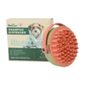 Haustier Shampoo Dispenser Bürste mit Silikonborsten und Seifenfach für einfache Fellpflege. - Spitz zulaufende Schuhspitze / Grasgrün