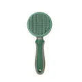 Green self-cleaning pet slicker brush for cats and dogs grooming, removes loose hair easily. - Fine Needle / Olive Green
