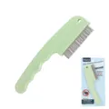 Green pet flea comb with stainless steel teeth for cats and dogs, easy to remove ticks and loose hair. - Pale Green