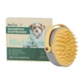 Haustier Shampoo Dispenser Bürste mit weichen Silikonborsten für einfache Hunde Katzen Pflege. - Spitz zulaufende Schuhspitze / Gelb Grau
