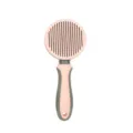 Pink self-cleaning pet slicker brush for dogs and cats, ergonomic handle, hair removal. - Fine Needle / Sweet Peach Pink