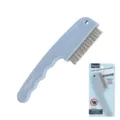Triple-row pet flea comb with stainless steel teeth for cats and dogs grooming and tick removal. - Grey Blue