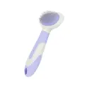 Ergonomic pet slicker brush with fine metal pins for cats and dogs grooming, easy to remove loose hair. - S / Purple