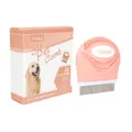 Pink pet flea comb with fine metal teeth for dogs and cats, gentle pet grooming tool. - 92317 / Cinnamon Orange