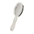 Double-sided pet grooming brush with straw handle, metal pins and soft bristles for dogs. - Double-sided Comb