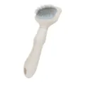 Pet slicker brush with straw plastic handle and fine metal pins for cats and dogs grooming. - Curved Slicker Brushes without Coated Tips