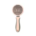 Self-cleaning pet slicker brush for grooming cats and dogs with ergonomic handle. - Coarse Knit / Sweet Peach Pink
